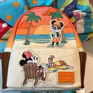 Disney Loungefly Mickey & Minnie Summer At The Beach Mini Backpack